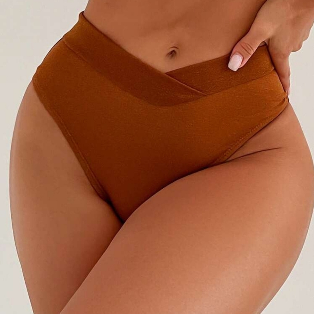 Sparkly Brown Crossover Bikini Bottoms (size S)
